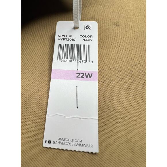 Anne Cole Navy Twist Front Bandeaukini Swim Top 22W NWT - Picture 7 of 8